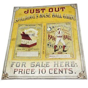 vintage metal sign 1993 NY Historical Society Spalding base ball guide READ